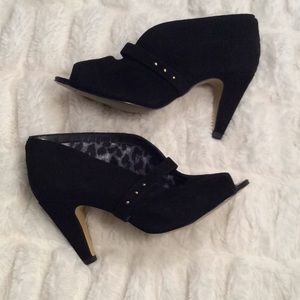 Black peep toe ankle booties